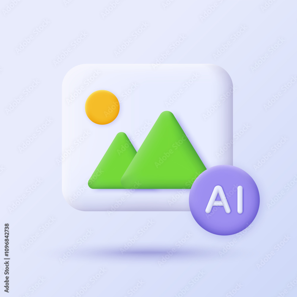 Picture generated by AI. 3D icon. Minimalist 3D icon design of Artificial intelligence technology concept. Idea and innovation in machine learning. Vector illustration. Picture generated by AI. 3D icon. Minimalist 3D icon design of Artificial intelligence technology concept. Idea and innovation in machine learning. Vector illustration.