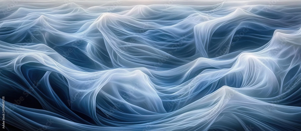 A mesmerizing depiction of waves made from transparent fabric A mesmerizing depiction of waves made from transparent fabric