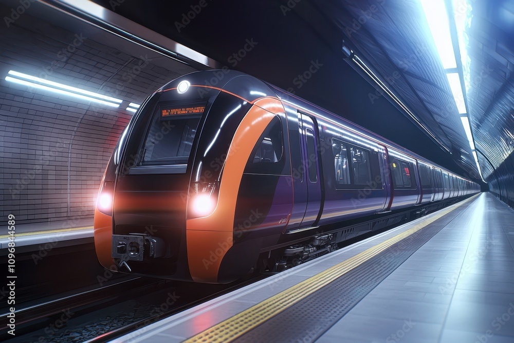 Naklejka premium A train is on the tracks at a station