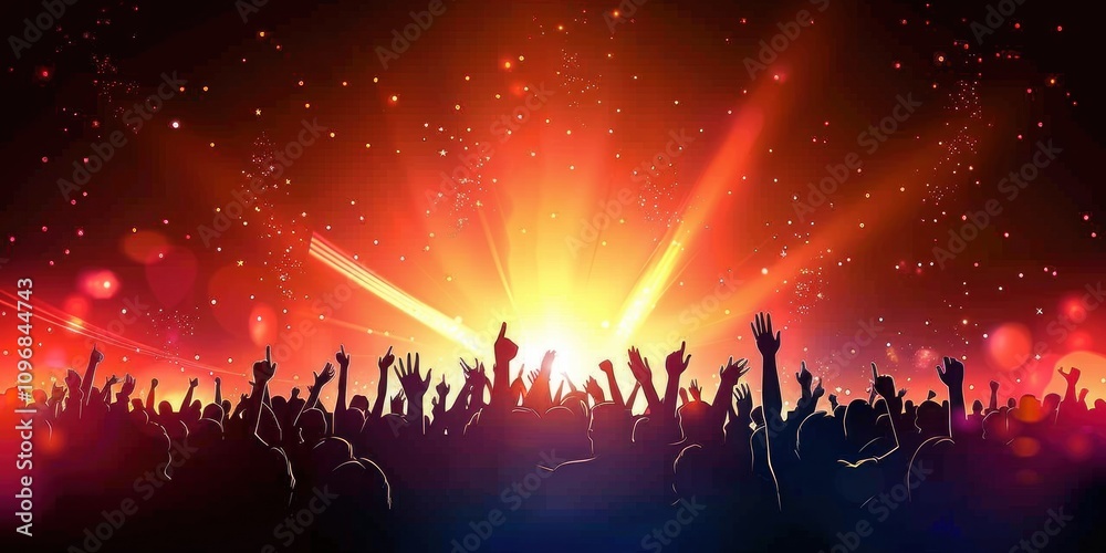 Silhouettes of a Crowd at a Concert With Bright Lights Silhouettes of a Crowd at a Concert With Bright Lights