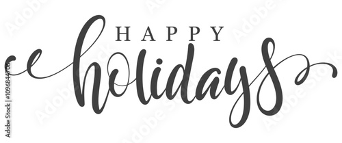 Happy Holidays Handwriting Lettering Calligraphy, isolated on transparent background