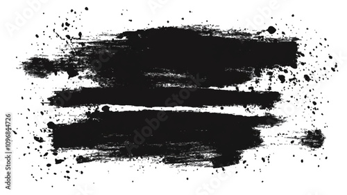 Vector black and white with grunge style, scratch and texture elements for design. abstract black and white brush strokes on a canvas with Black ink texture.