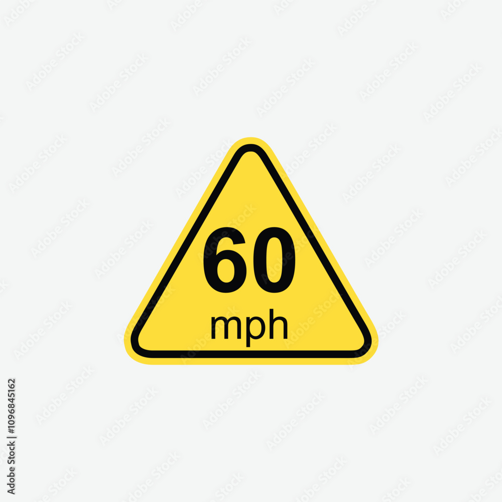 60mph speed limit sign road traffic icon sign flat style design 60mph speed limit sign road traffic icon sign flat style design