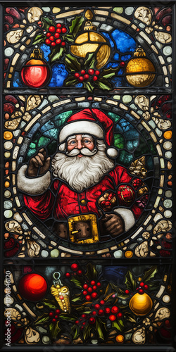 Santa Claus in the form of a stained glass window