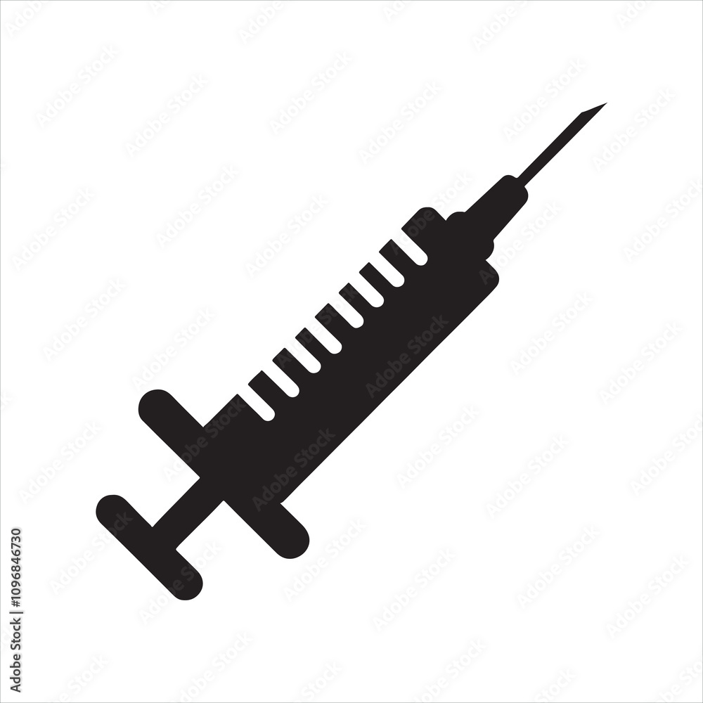 Syringe icon silhouette on white background
Syringe icon silhouette on white background