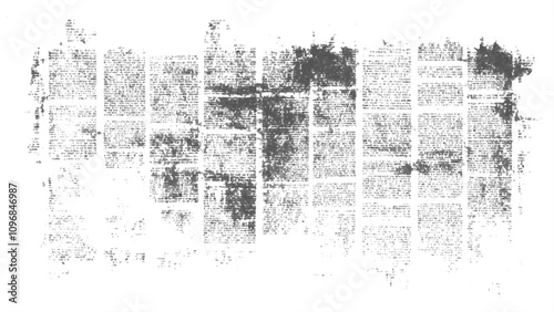 Vector white and black newspaper paper grunge vintage old aged texture. Vintage grunge newspaper collage background. Newspaper with old grunge vintage unreadable paper texture background.	

