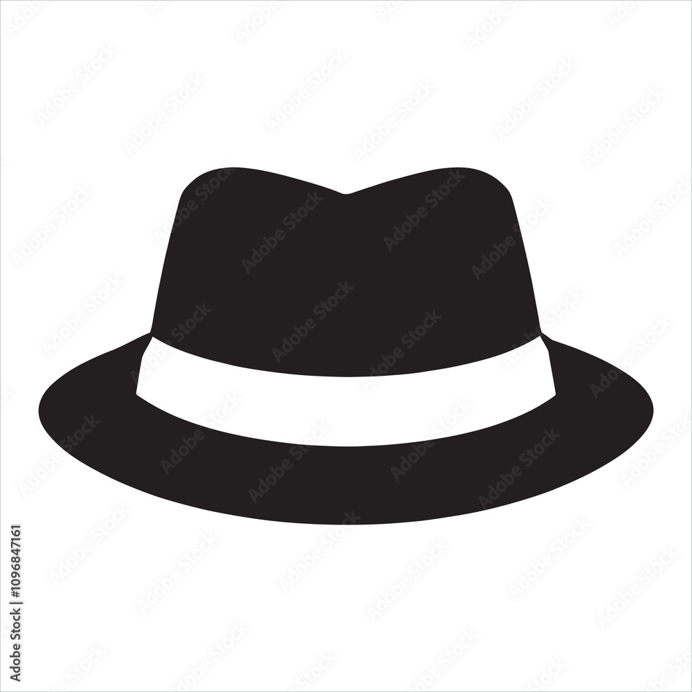 Hat with band silhouette on white background
Hat with band silhouette on white background