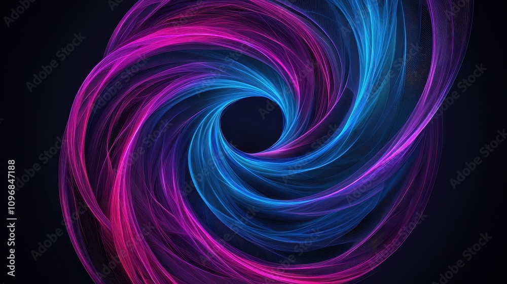 A vibrant swirling pattern of blue and pink light against a dark background, creating a mesmerizing and dynamic visual effect. A vibrant swirling pattern of blue and pink light against a dark background, creating a mesmerizing and dynamic visual effect.