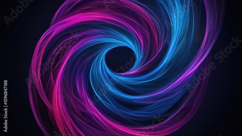 A vibrant swirling pattern of blue and pink light against a dark background, creating a mesmerizing and dynamic visual effect.