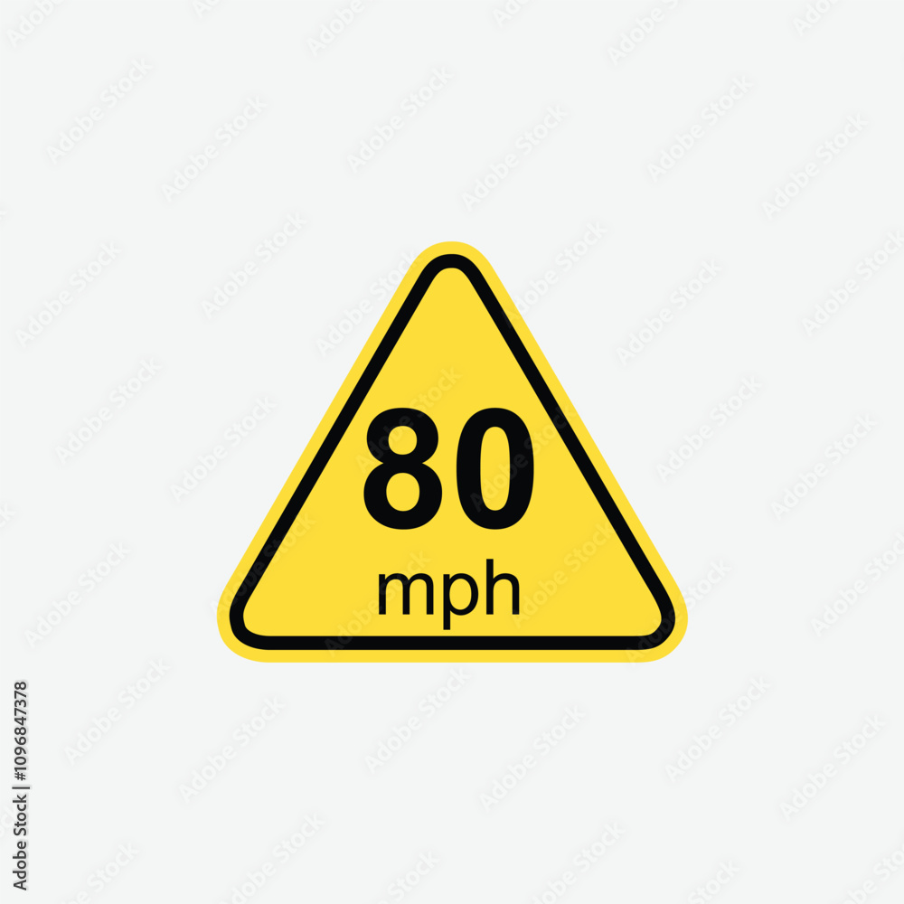 80mph speed limit sign road traffic icon sign flat style design 80mph speed limit sign road traffic icon sign flat style design