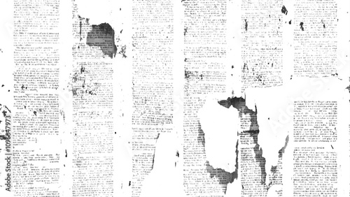 Vector white and black newspaper paper grunge vintage old aged texture. Vintage grunge newspaper collage background. Newspaper with old grunge vintage unreadable paper texture background.	
