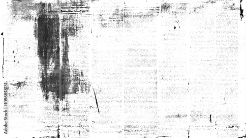 Vector white and black newspaper paper grunge vintage old aged texture. Vintage grunge newspaper collage background. Newspaper with old grunge vintage unreadable paper texture background.	
