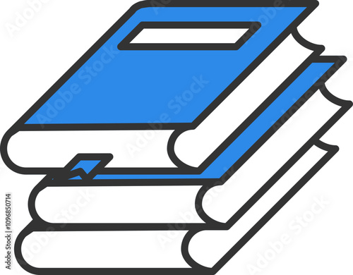 Stylized Book Icons with Blue Covers