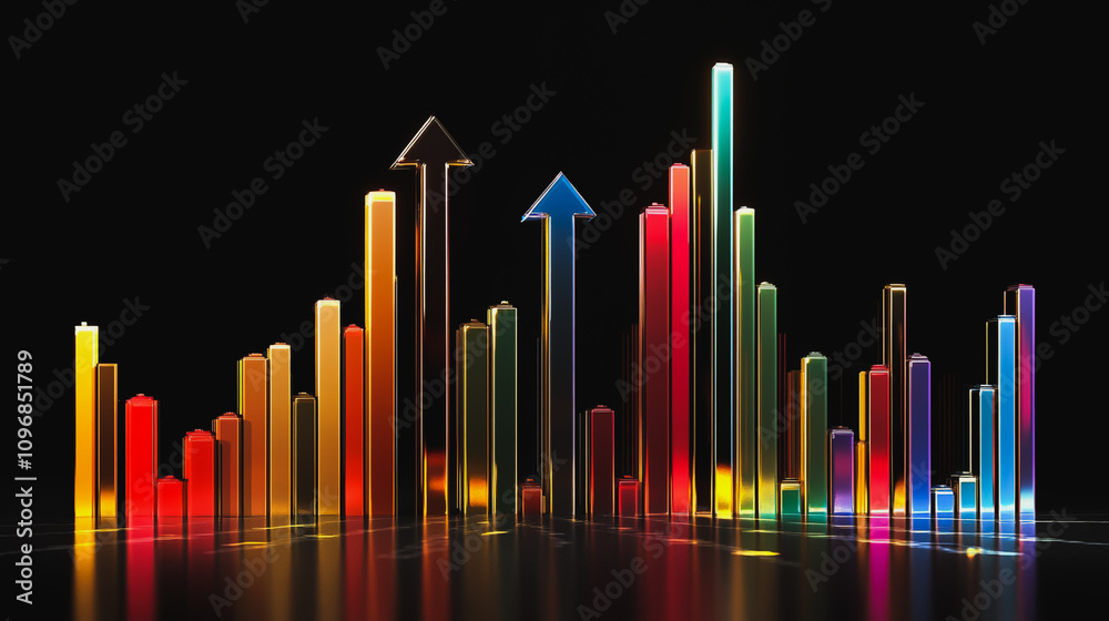 Abstract black background with Colorful charts and graphs with statistics to innovative analyze business potential and forecast future development of companies growth. Abstract black background with Colorful charts and graphs with statistics to innovative analyze business potential and forecast future development of companies growth.