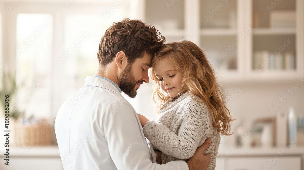 Parents comforting their child in a doctor s office, the child holding onto a toy, the doctor explaining the next steps with a warm and reassuring tone, a bright and caring setting Parents comforting their child in a doctor s office, the child holding onto a toy, the doctor explaining the next steps with a warm and reassuring tone, a bright and caring setting