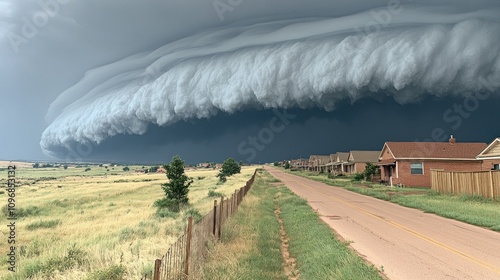 Majestic Shelf Cloud Over Suburban Street photo