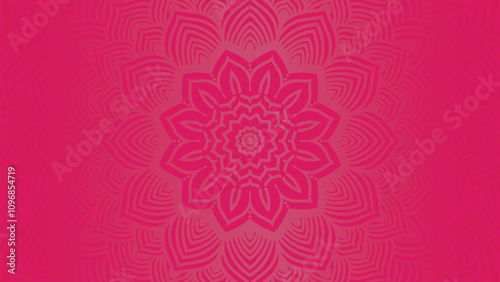 Round mandala on dreamy peach fuzz gradient background. Translucent mesh pattern in the form of a mandala. Mandala with floral patterns.Gradient background with round mandala.Vishal 