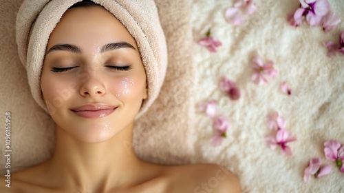 Serene Portrait of Young Woman with Natural Beauty and Radiant Skin
