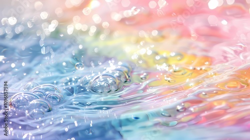 Rainbow-colored water drop ripple foam illustration poster background