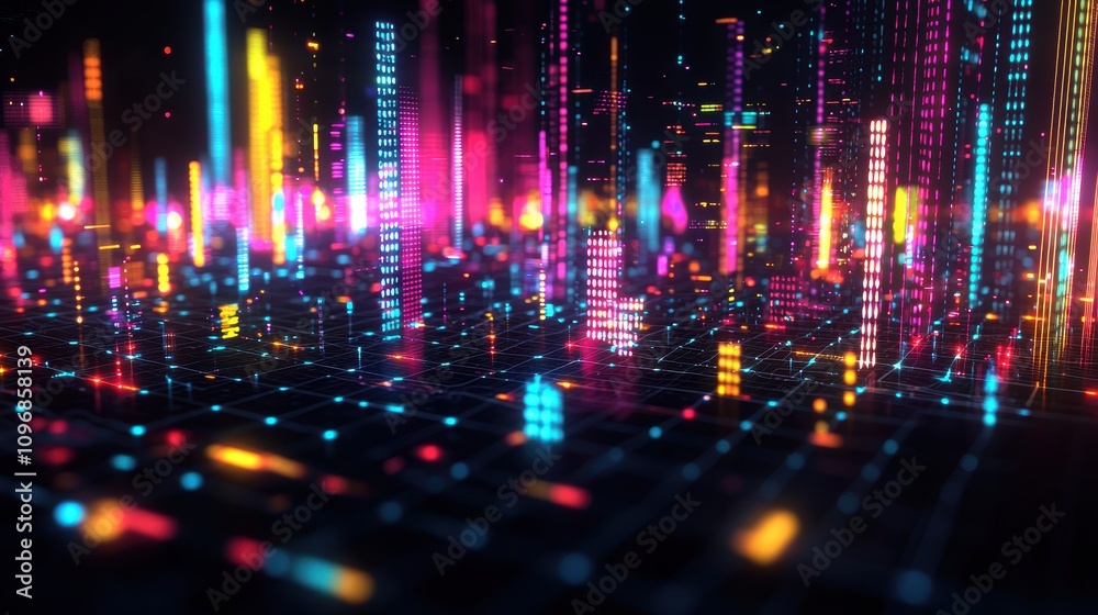 Fototapeta premium 3D Scatter Plot Illustrating Innovation and Economic Growth Across Countries