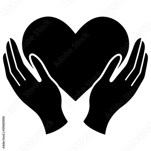 Heart Hands Silhouette Art.