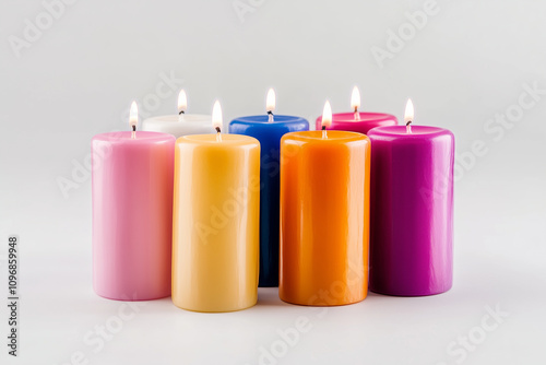 Colorful Selection of Candles for Hanukkah Festival Celebration and Decoration photo