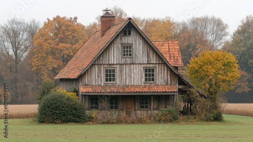 Autumnal Rustic Farmhouse in Rural Landscape