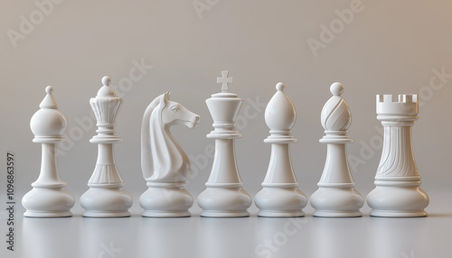 Modern White Chess Pieces photo