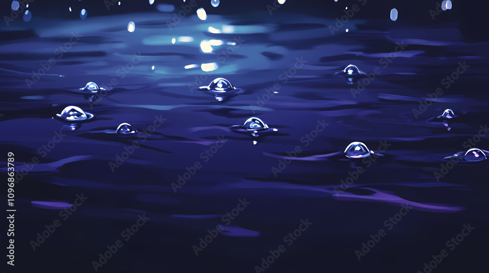 Tiny water droplets rest on a dark surface, shimmering like diamonds in the light, creating an abstract and tranquil scene of natural beauty. Shimmering Water Droplets. Illustration Tiny water droplets rest on a dark surface, shimmering like diamonds in the light, creating an abstract and tranquil scene of natural beauty. Shimmering Water Droplets. Illustration
