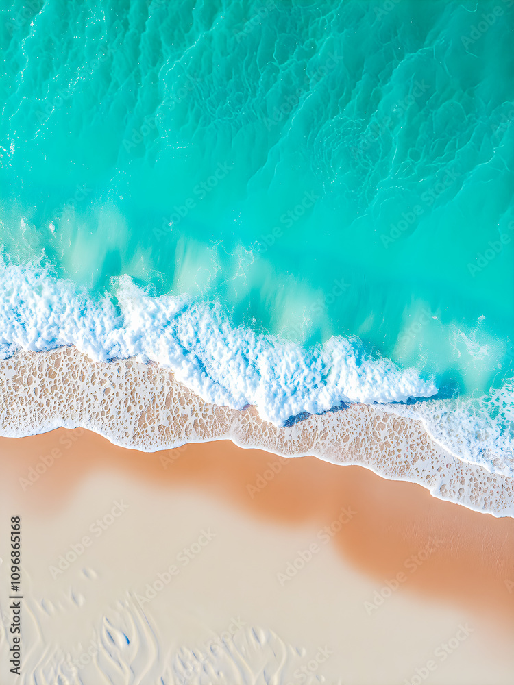Summer seascape beautiful closeup. Blue sea water in sunny day. Top view from drone. Sea aerial surf, amazing tropical nature background. Mediterranean bright sea bay waves splashing beach sandy coast Summer seascape beautiful closeup. Blue sea water in sunny day. Top view from drone. Sea aerial surf, amazing tropical nature background. Mediterranean bright sea bay waves splashing beach sandy coast