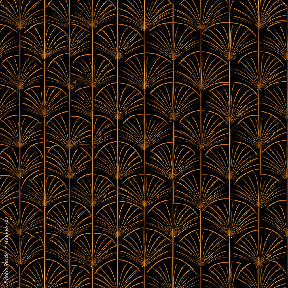 Elegant Black Deco Pattern with Fan Shapes and Lines Design Elegant Black Deco Pattern with Fan Shapes and Lines Design