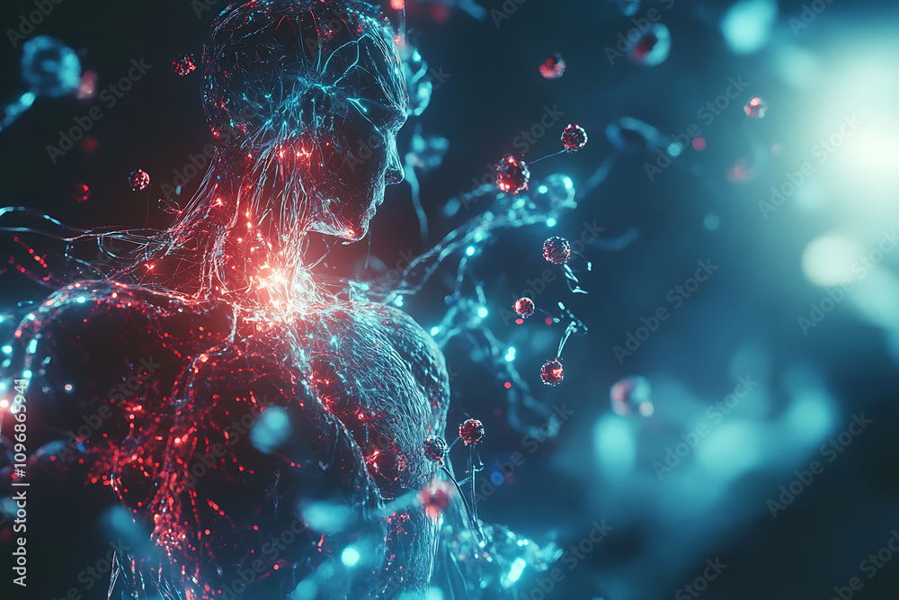 Futuristic nanotechnology particles interacting with cells in the human bloodstream, showcasing deep tech innovation in medicine with high realism and detail.
Futuristic nanotechnology particles interacting with cells in the human bloodstream, showcasing deep tech innovation in medicine with high realism and detail.