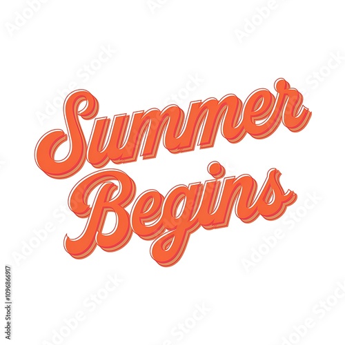 Summer Begins Orange Stylized Text Graphic