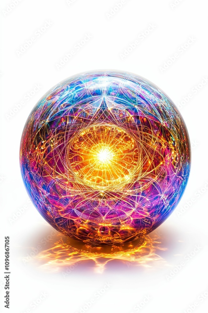 Luminous sphere, vibrant colors, internal light. Luminous sphere, vibrant colors, internal light.