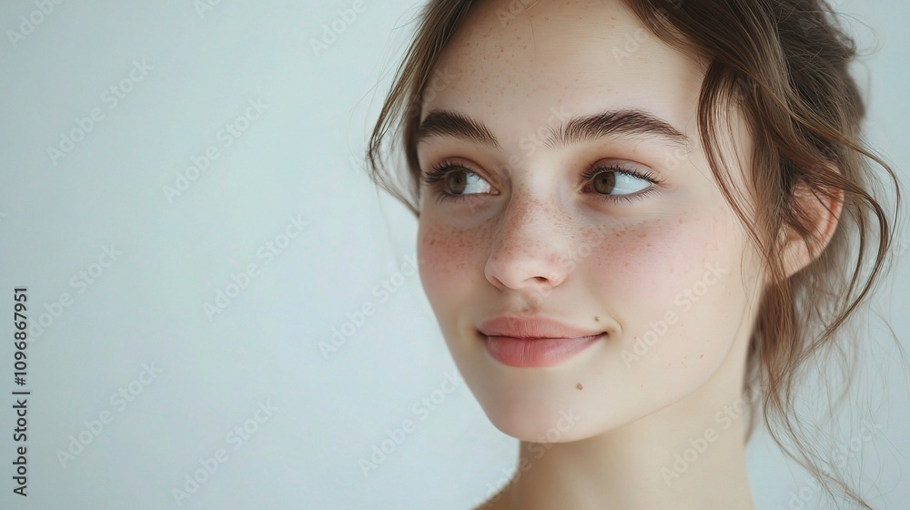 Stunning Young Woman with Flawless Skin in Soft Natural Light Stunning Young Woman with Flawless Skin in Soft Natural Light