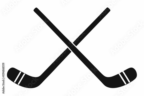 Hockey icon, Two Crossed Hockey Sticks With Puck Vector, Hockey Stick Icon