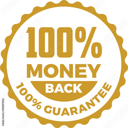 Money back guarantee label with checkmark, refund guarantee seal or stamp, vector