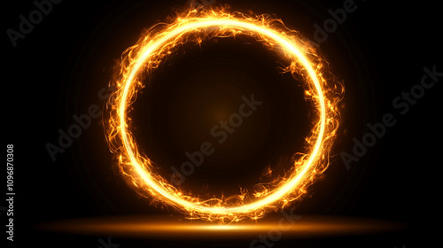 Bright swirl of neon orange lines forming a dynamic spiral effect glowing against a dark background evoking energy movement and futuristic themes symbolizing creativity technology and digital communic photo