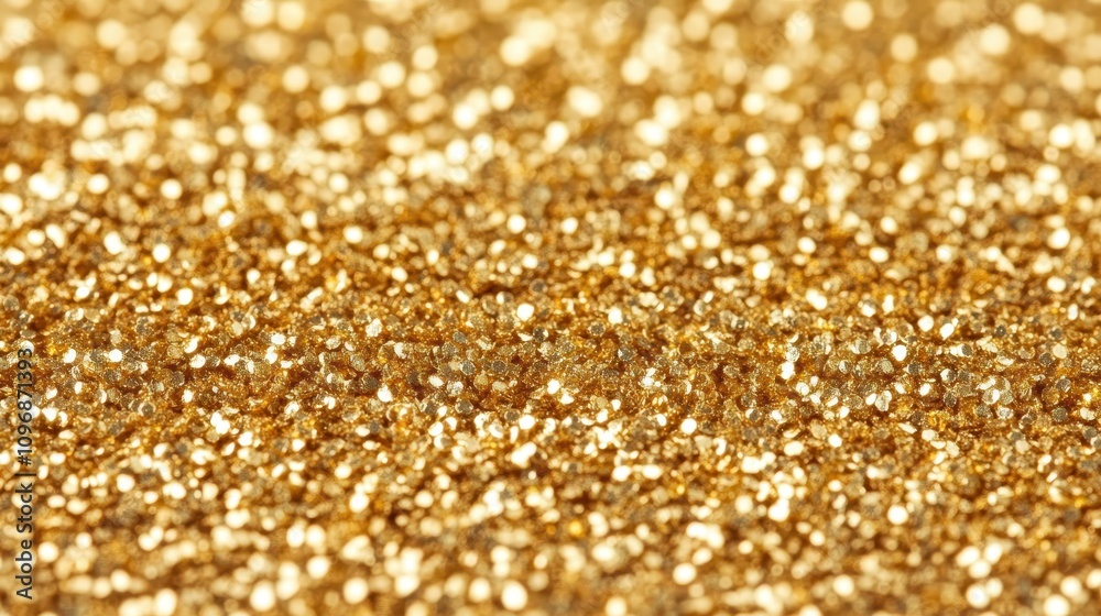 Close-up of gold glitter texture. Close-up of gold glitter texture.