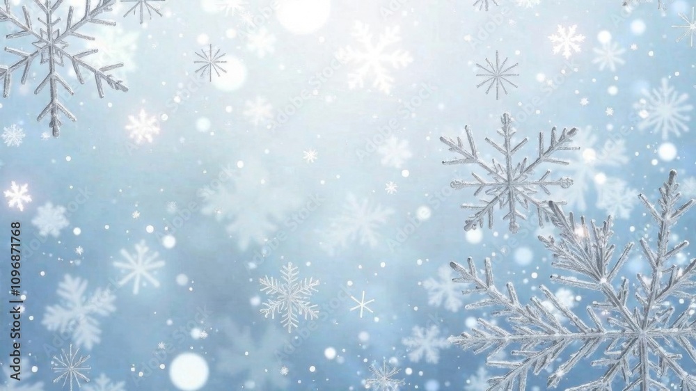 Texture of snowflakes, snow flakes, ice on a frosty day, white and blue background Texture of snowflakes, snow flakes, ice on a frosty day, white and blue background