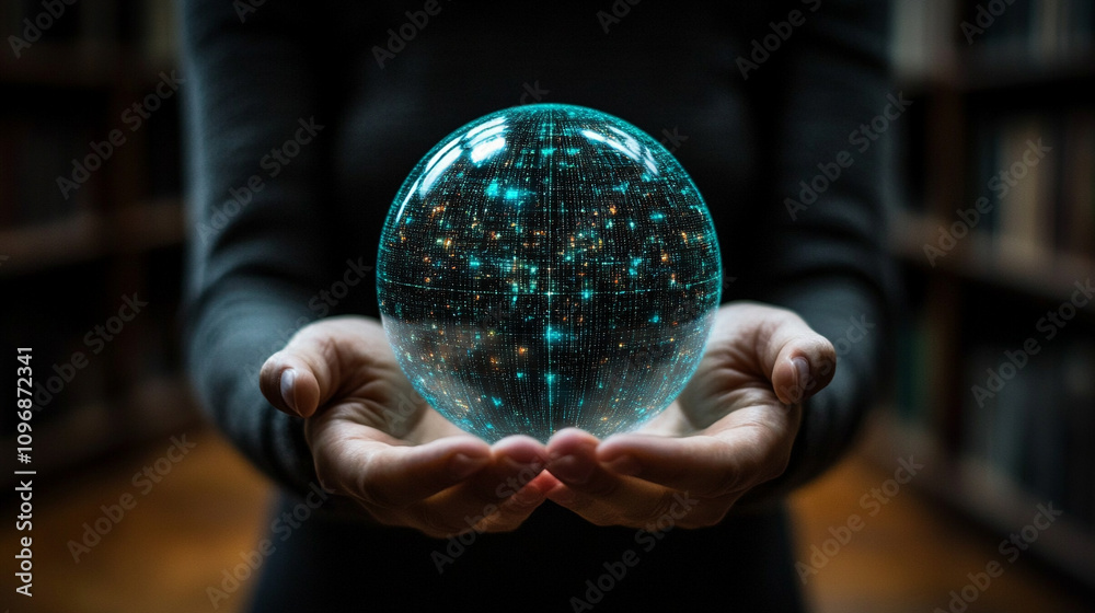 Fototapeta premium two hands gently holding a transparent globe symbolizing global unity environmental stewardship and the interconnectedness of the world representing a collective responsibility for our planet's future