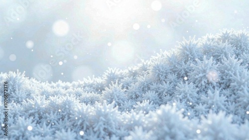 Texture of snowflakes, snow flakes, ice on a frosty day, white and blue background