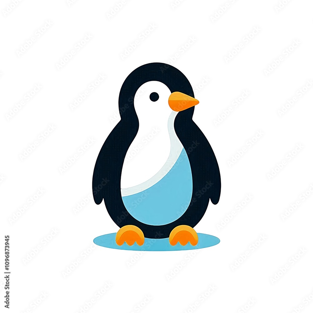 Obraz premium Simple, minimalist, and colorful penguin illustration on a white background. Suitable for logo or icon use.