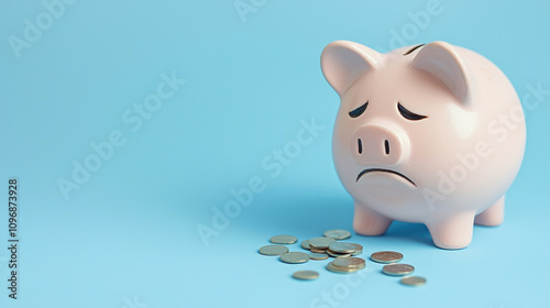 Wallpaper Mural A sad piggy bank surrounded by coins, symbolizing financial struggle and the importance of saving money. Torontodigital.ca
