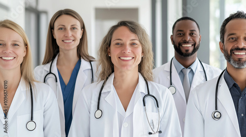 Group Portrait of Diverse Doctors Smiling Confidently