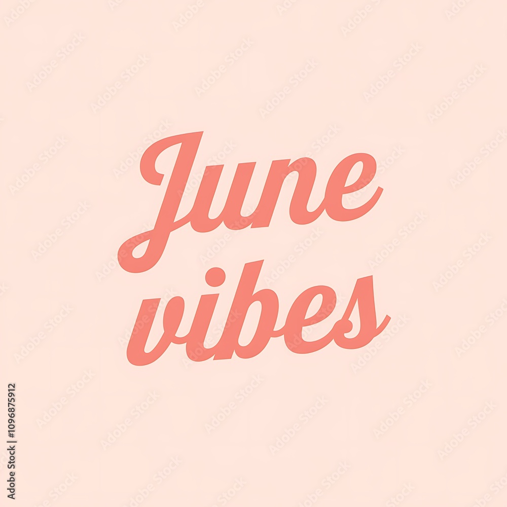 June Vibes A Coral Text Design On A Peach Background June Vibes A Coral Text Design On A Peach Background