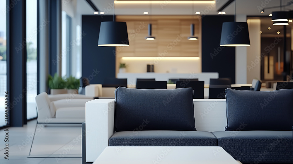 Sleek Modern Office Space with an Open Layout and a Minimalist Aesthetic Sleek Modern Office Space with an Open Layout and a Minimalist Aesthetic