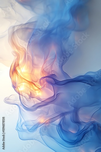 Ethereal blue flame burning brightly on a clean white backdrop