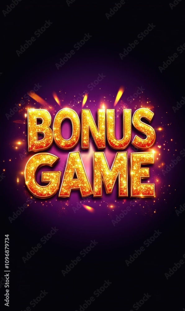 Bonus Game Text with Sparkling Gold Effect and Vibrant Colors Bonus Game Text with Sparkling Gold Effect and Vibrant Colors