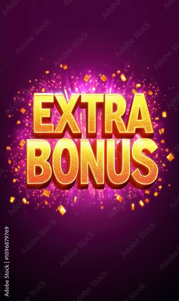 Golden Extra Bonus Text with Sparkling Effects Golden Extra Bonus Text with Sparkling Effects